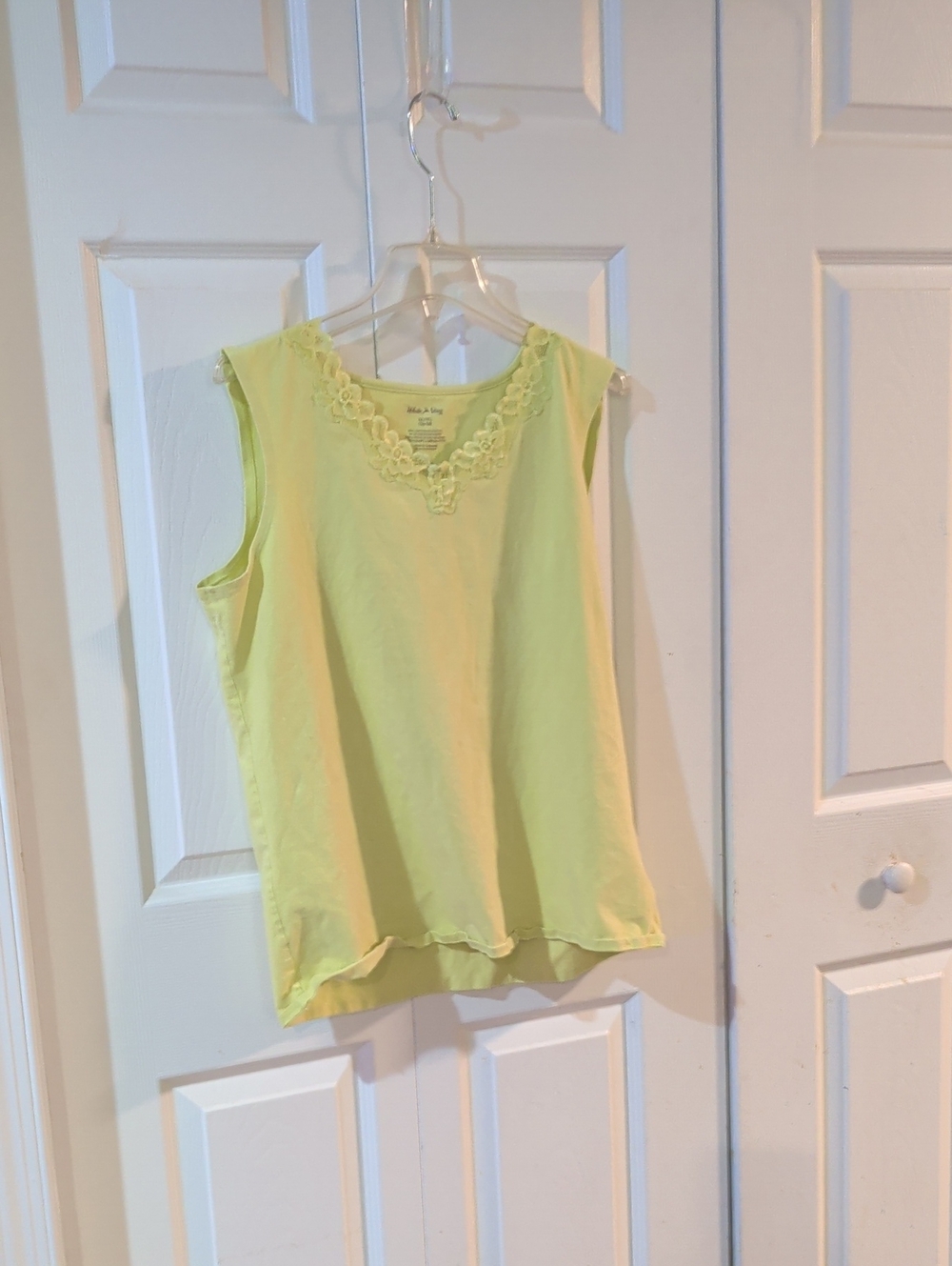 White Stag Pale Yellow Lace-Trim Sleeveless Tank